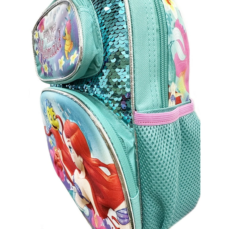 The Little Mermaid Ariel 3D Moldled Magic Sequins 16.5 School Bookbag with Tail for Kindergarten Princess Walmart