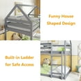 thumbnail image 6 of Bellemave Twin over Twin Rubber Wood Floor Bunk Bed House-shaped Bunk Bed Loft Bed with Roof Low Bunk Bed with Ladder and Guardrails for Teens (Gray, Twin over Twin), 6 of 11