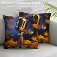 thumbnail image 3 of GOSMITH  Couch Throw Pillow Covers Square Decorative Throw Pillow Cover Music Microphone Pillow Cases Double Sided Cushion Cover for Living Room Soft Plush Cushion Case for Sofa, 3 of 5