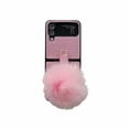 thumbnail image 3 of SaniMore for Samsung Galaxy Z Flip 3 Folding Plush Case, Rugged PC Case for Samsung Z Flip 3 Cover with Plush Ball Ring Holder Full Body Protective Case Ladies Women Girls, Pink, 3 of 8