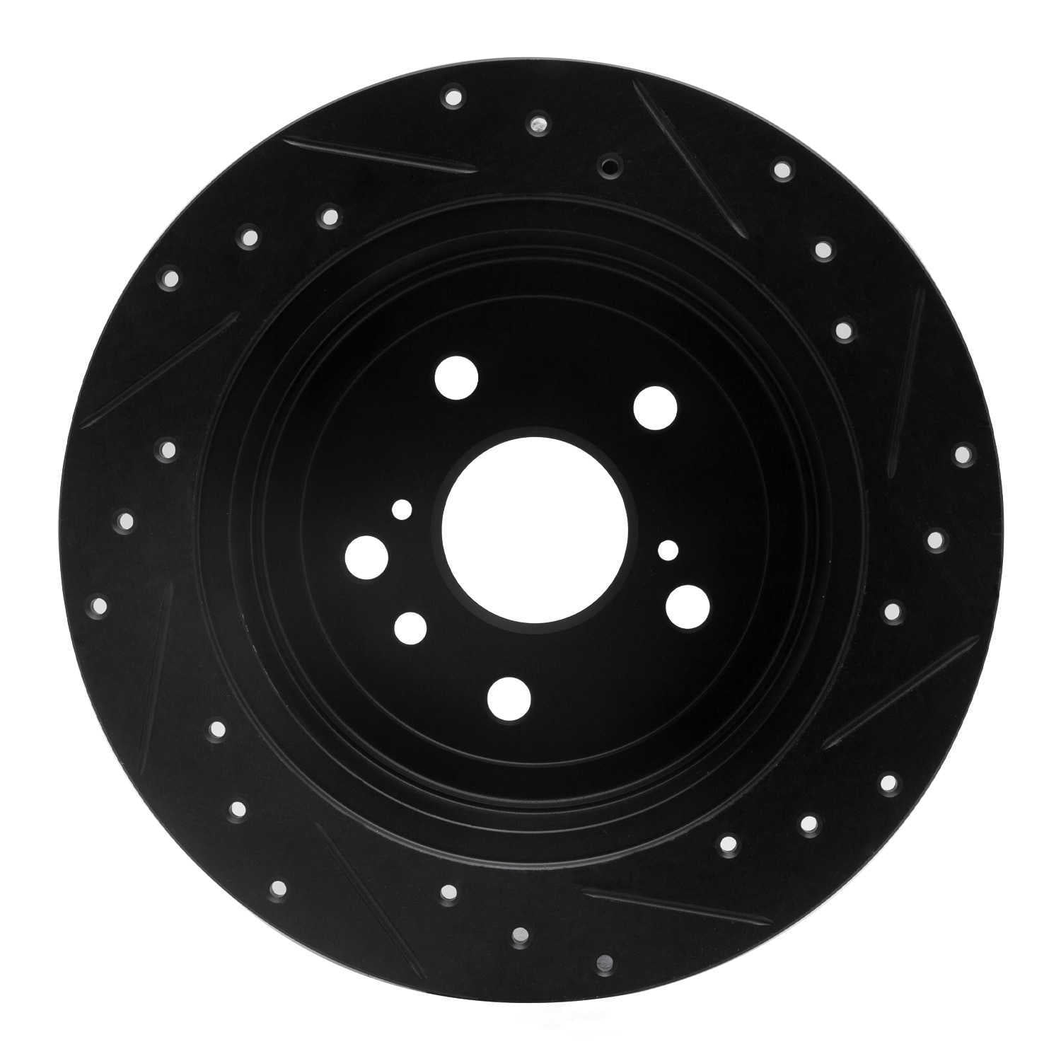 Dynamic Friction Company 633-76086L DFC Brake Rotor - Drilled And Slotted - Black