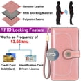 thumbnail image 3 of Ladies Leather Large Wallet Ladies Large Many Compartments, Women Wallet With 26 Card Compartments (Pink), 3 of 6
