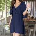 thumbnail image 6 of WENWU Womens Dresses 2024 Spring Summer Deep V Neck Elegant Bow Tie Mini Dress S XL Casual Knee Length Dresses for Women Maxi for Women, 6 of 7