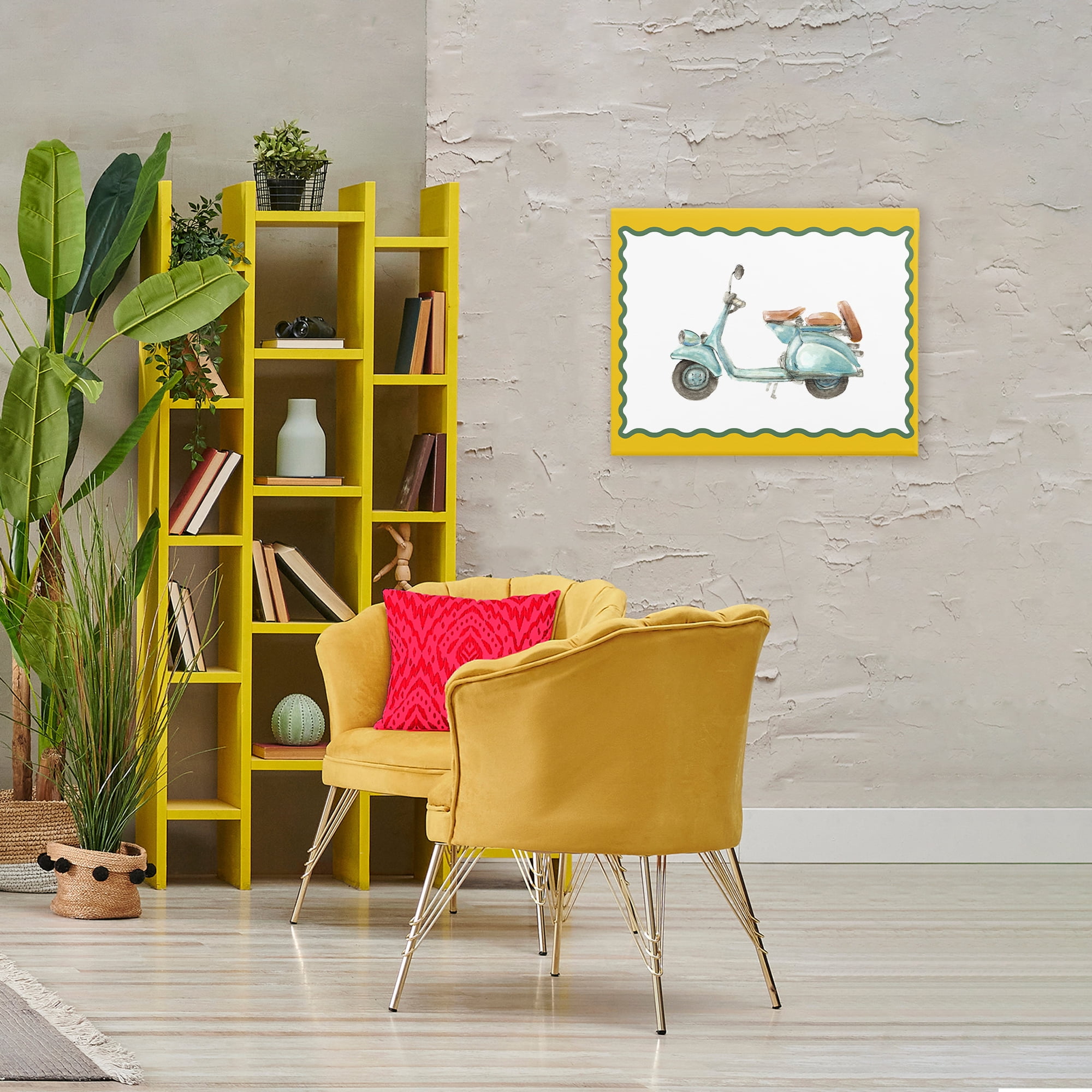 Stupell Industries Blue Vespa with Yellow Border Canvas Wall Art, design by Lanie Loreth
