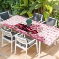 thumbnail image 2 of Valentine's Day Table Cloths for 8 Foot Rectangle Tables, Pink Romantic Truck Love Roses Red Plaid Patio Waterproof Elastic Fitted Tablecloths, Washable Rectangular Table Cover for Camping, 2 of 8