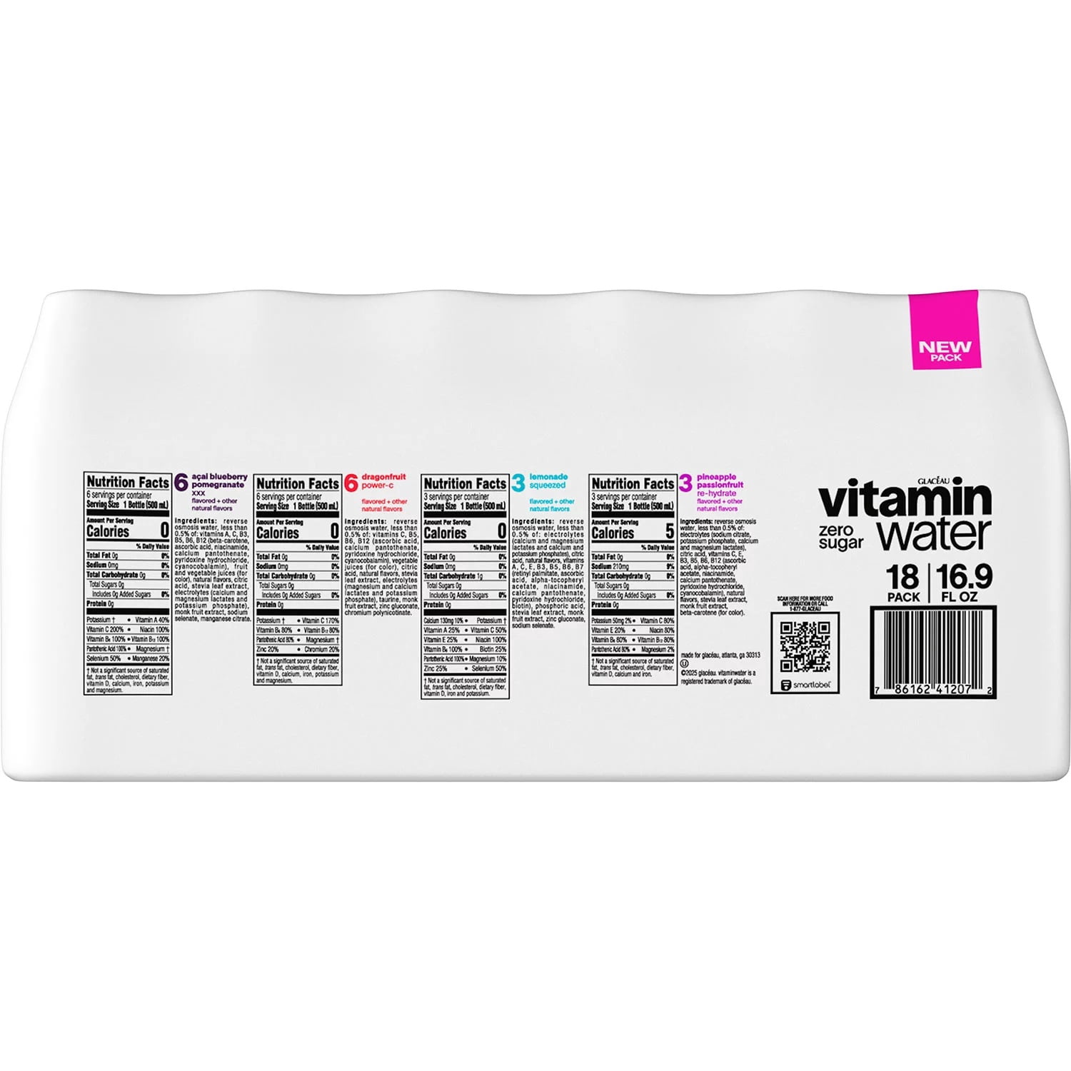 Glaceau Vitaminwater Zero Variety Pack Nutrient Enhanced Water, 16.9 Oz (18 Ct)