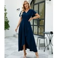 thumbnail image 4 of Women's Elegant V Neck Ruffle Sleeve Maxi Dress Solid Color Flowy Formal Cocktail Party Wedding Guest Work Dresses, 4 of 10