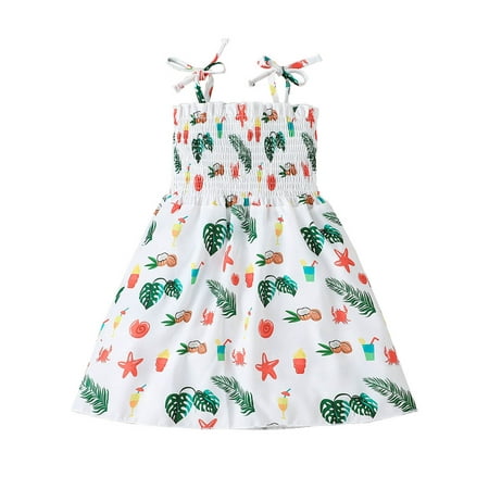 

Pedort Princess Dresses For Girls Girl s Boho Floral Print Sleeveless Swing Cami Skater Dress Sundress White 100