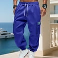 thumbnail image 2 of dGslk Men's Casual Cargo Sweatpants with Drawstring Waist, Multiple Pockets, Relaxed Fit Jogger Pants for Workout and Daily Wear Royal Blue XL, 2 of 2