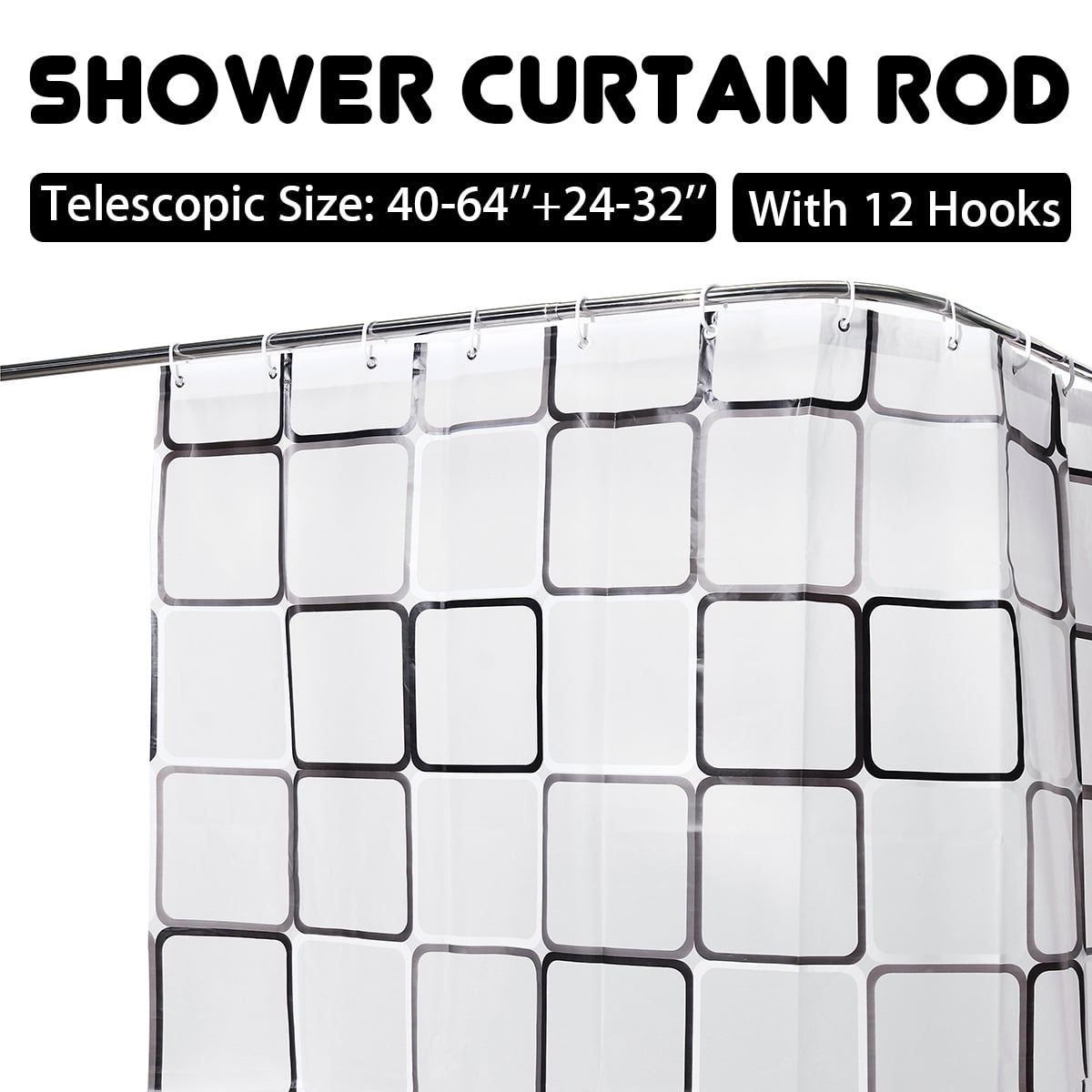 1x Extendable Telescopic Shower Curtain Rail Pole Bath Door Window Wardrobe Rods 