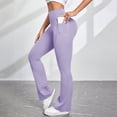 thumbnail image 2 of Arlun Women's Stretch High Waisted Yoga Pants Flare Bootcut Leggings Lightweight Comfort Breathable Trousers with Pockets Solid Color Casual Pants for Sports and Fitness Purple L, 2 of 7
