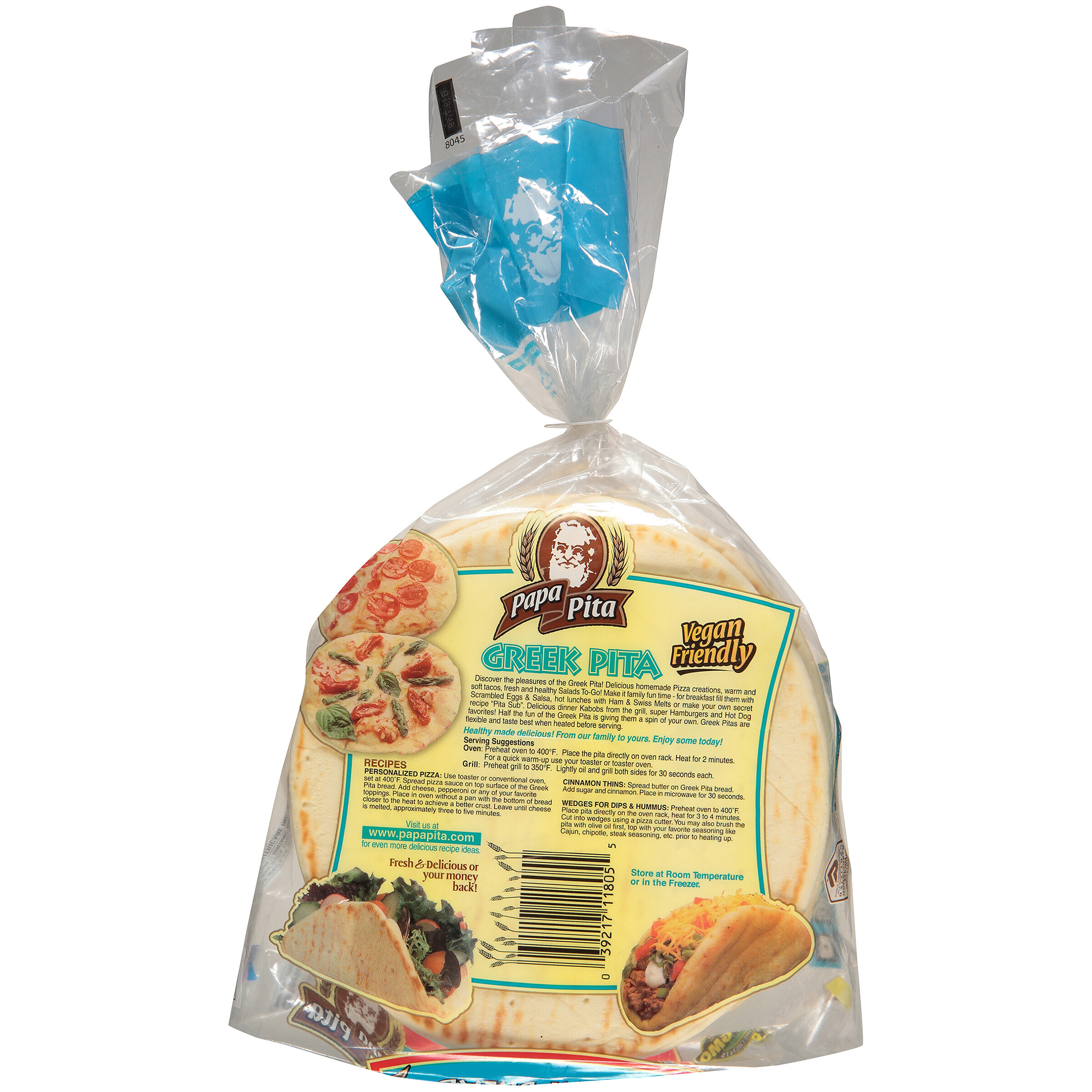 Papa Pita Greek Flat Bread White, 12 Friendly Vegan bag ct GMO one NON