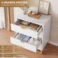 thumbnail image 6 of 4 Dresser for Bedroom, 34.5" Modern Fluted with Storage, Dresser Chest of Drawers with Gold Handles for Bedroom, Living Room, Closet,White, 6 of 9