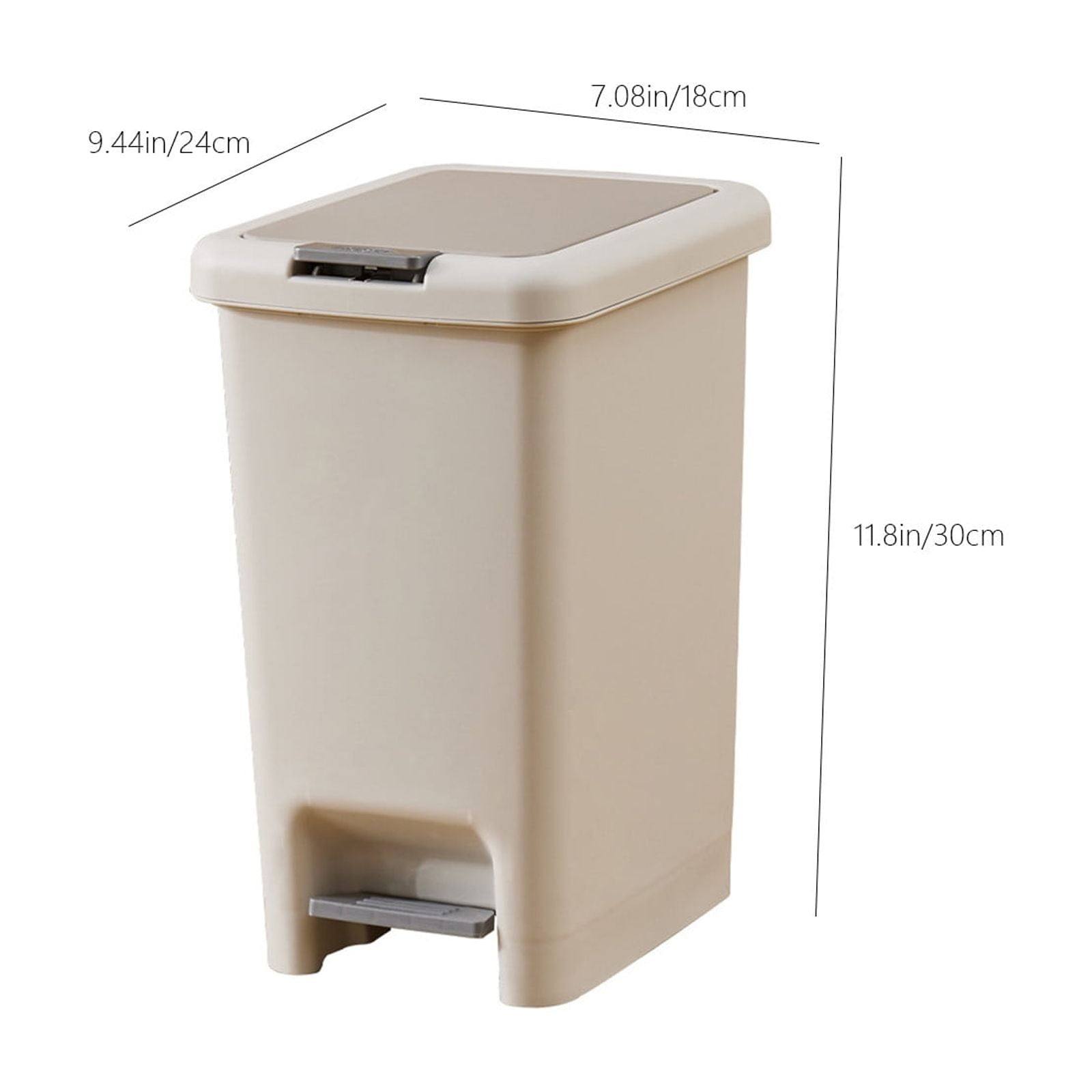 Small Bathroom Trash Can with Lid,Lid Foot Pedal Hand Press Trash Can,Slim Soft Close Garbage Can,Wastebasket Container Trash Bin for Office Bedroom Kitchen Living Room