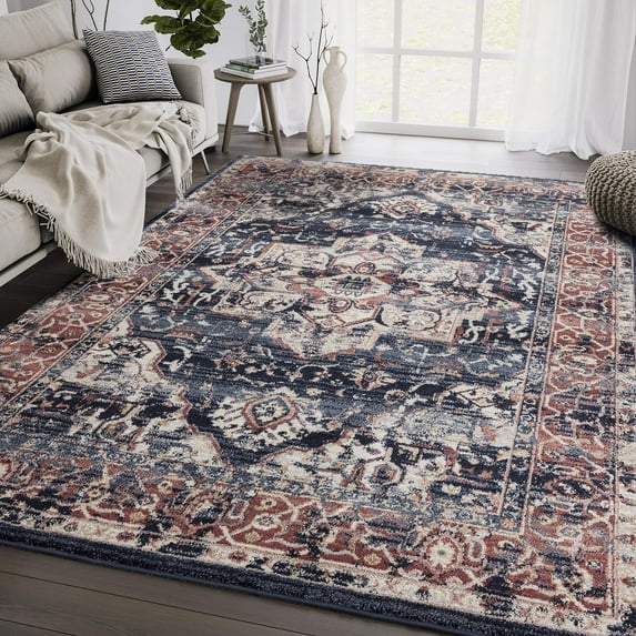 Abani Babylon Collection Navy 6' x 9' traditional medallion Vintage