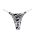 thumbnail image 3 of opvise Women G-string Zebra Texture Print Low Waist Super Breathable Metal Buckle Soft Elastic Panties Black White L, 3 of 7
