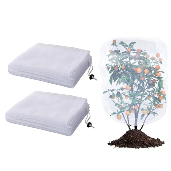 2 Pcs Insect Bird Barrier Netting Mesh with Drawstring Bird Netting for Garden Protection, Garden Bug Netting Plant Cover Fruit Tree Net for Protect Plant Fruits Citrus Flower from Insect Bird Eating