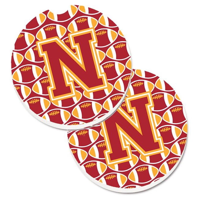 Lettre N Football Cardinal & Or Ensemble de 2 Porte-Gobelets sous-Verre de Voiture
