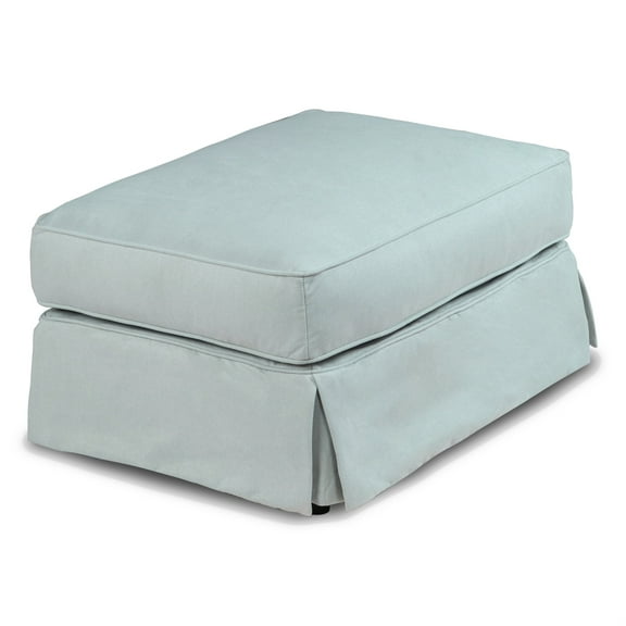 Sunset Trading Horizon Wood/Fabric Slipcovered Ottoman in Navy Blue