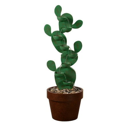 Hi-Line Gift Ltd. Metal Cactus Fountain with River Stones - Outdoor