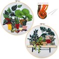 thumbnail image 1 of Coofit 2PCS Stamped Embroidery Kit DIY Potted Plant Embroidery Starter Kit Cross Stitch, 1 of 6