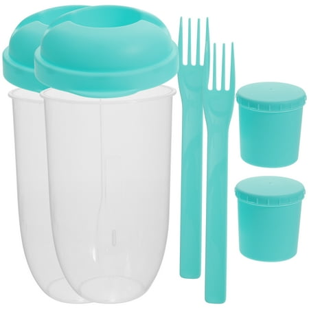 

2pcs Salad Container Keep Fit Salad Meal Shaker Cup with Fork Salad Dressing Holder Salad Cup for Picnic 1000ml