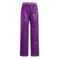 thumbnail image 3 of Zaldita Kids Girls Sparkly Sequins Dance Pants Elastic Waist Bottoms Trousers Hip Hop Jazz Disco Costume Purple 10, 3 of 7
