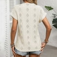 thumbnail image 5 of Women Summer Tops Women's Spring/ summer Solid Color V Neck Short Sleeve Button Loose T Shirt for Women Long V Neck T Shirts for Oversized Tops plus Size Shirt Athletic Long Sleeve under Beige L, 5 of 6