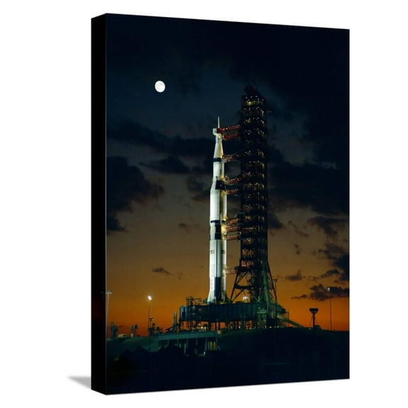 Art.com Test Flight of Giant Saturn V Rocket for Apollo 4 Mission at Kennedy Space Center, Nov 8, 1967 Stretched Canvas Print Wall Art, 12" x 16"