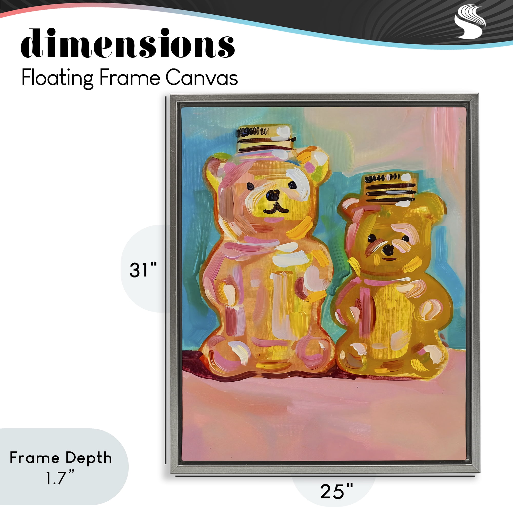Stupell Industries Joyful Honey Bears Duo Gray Framed Floater Canvas Wall Art, design by The Prints Vibe