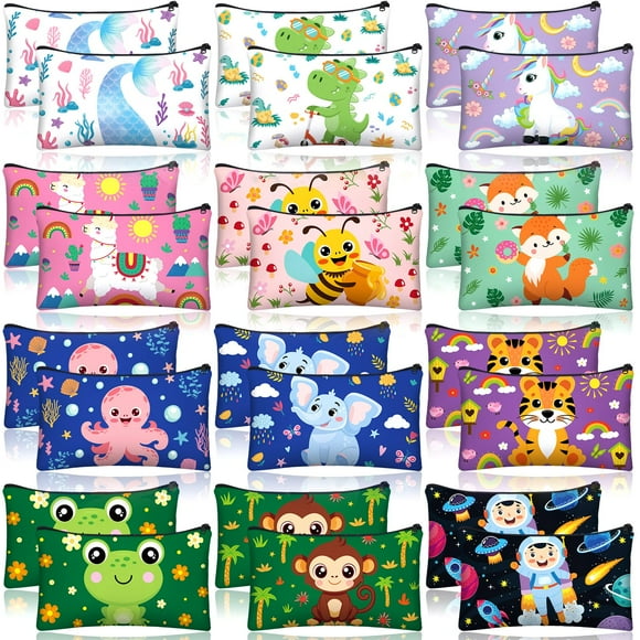 Estuche para lápices Affrolling con dibujos animados de animales, lienzo multicolor x36