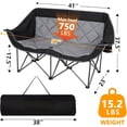 thumbnail image 2 of Double Camping Chair,2 Person Camping Chair Oversized Folding Loveseat,Heavy Duty Camping Couch & Outdoor Sofa with Cup Holders,Supports 750LBS, 2 of 9