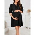 thumbnail image 3 of Spencer Women's Short Sleeve Maternity Dress Summer Casual Front Tie Mama Pregnancy Dress Pregnancy Clothes (S-XL), 3 of 10