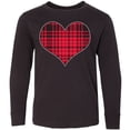 thumbnail image 3 of Inktastic Red Plaid Heart Long Sleeve Youth T-Shirt, 3 of 5