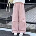 thumbnail image 2 of CPNG Girls and Boys Cargo Pants Elastic Waist Wide Leg Baggy Parachute Pants Fashion Street Style Casual Cargo Jogger Pants, 2 of 5