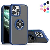 iPhone 12/iPhone 12 Pro Protective Ring Standing Case Rotate Ring Stand, Armor Style, Impact-Resistant, Shock Absorbing (Navy)