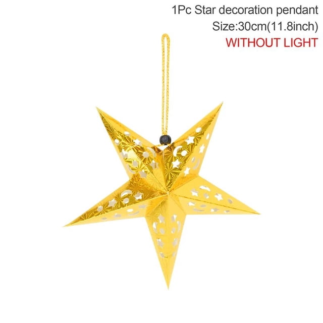Adorno colgante de estrella ahuecada, linterna de papel de estrella 3D, luz LED, decoración del hogar, fiesta de boda, pantalla de lámpara, 30-60cm