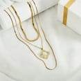 thumbnail image 2 of JeenMata Juego de Collar con 3 Colgantes Florales en Capas Chapados en Oro Amarillo, 2 of 5