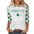 thumbnail image 2 of Meichang Hauts et Blouses à Manches 3/4 pour Femmes en Solde, T-Shirts de la Saint-Patrick Vert Trèfle à Quatre Feuilles T-Shirts Graphiques Col Rond Coupe Ample, 2 of 4