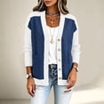 thumbnail image 4 of Daiosportswear Cardigan Sweaters for Women Long Sleeve V Neck Button Up Knit Loose Color Block Outwear Coats White, 4 of 9