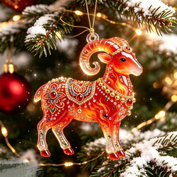 Qjidjing Christmas Tree Ornaments, Xmas Hanging Pendants, Acrylic Flat Sheep Shape, for Car Rearview Mirror, Backpack, Indoor Home Decor