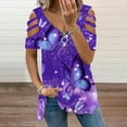 thumbnail image 2 of Cathalem Hauts pour Femmes Été Décontracté Automne Mignon Col Roulé Blanc T-Shirts, Violet m, 2 of 4