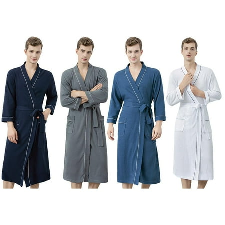 

Pretty Comy Men Women Cotton Lightweight Waffle Kimono Bath Robe White