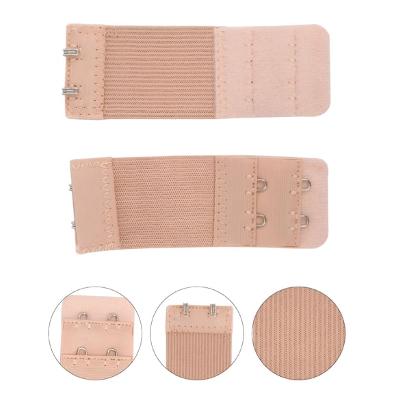 TELOLY Elastic Bra Extenders with 2 Hooks 2 Rows Adjustable Strap Beige Polyester for Bra Comfort Bra Extender 2 Hook