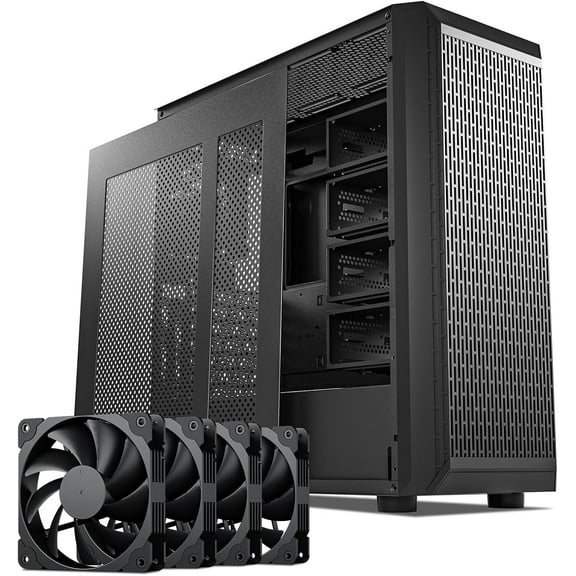 DARKROCK Classico Mid Tower Computer Case with 4x120mm Fans, USB 3.0, Vertical GPU Mount, Black