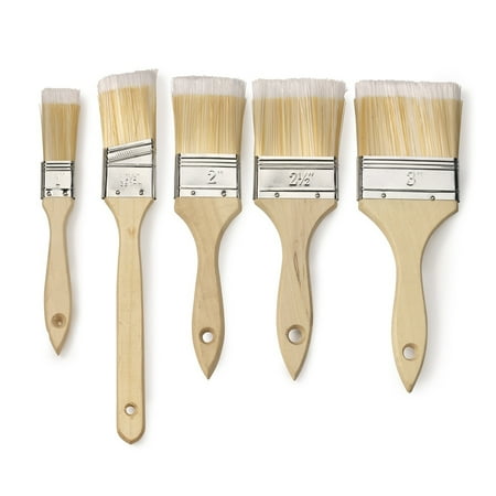 Cleaning Paint Brushes - Neiko 00428 Paint and Chip Brush Set with Wood Handles | 5-Piece