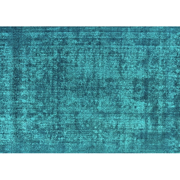 Ahgly Company Machine Washable Indoor Rectangle Oriental Turquoise Blue Industrial Area Rugs, 8' x 10'