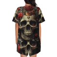 thumbnail image 6 of Fuzoiu Classical Rose Crown Skull Print Women's Short-Sleeved Pajama Set,Lounge Sleepwear Set,Womens Pajama Sets 2 Piece,Button-Up Top and Shorts with Pockets-4X-Large, 6 of 7