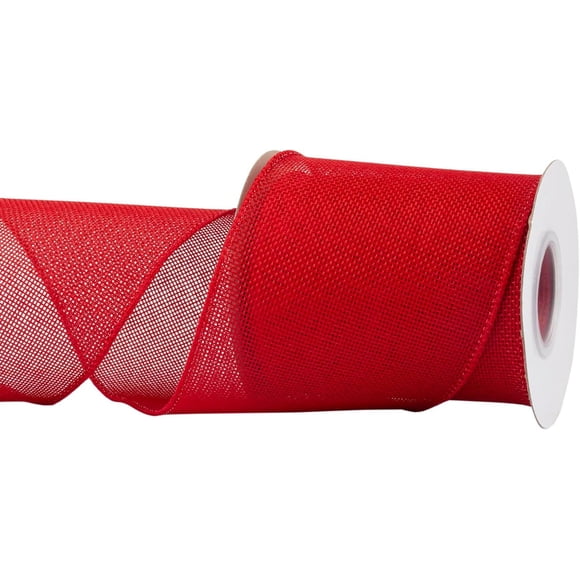 Joycrosso Burlap Wired Edge Ribbon 4 inch x 10 Yards, Red, Ideal for Crafting, Gift Wrapping, Wreath, Christmas Tree, and Rustic Wedding Decorations