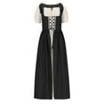 thumbnail image 3 of Gothic Costumes for Women High Low Victorian Dress Puff Sleeve Off Shoulder Ruffle Medieval Costume Black S-M, 3 of 5